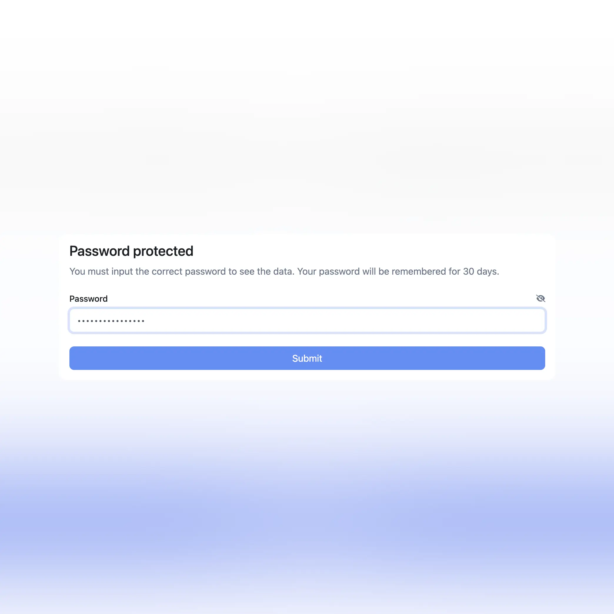 Screenshot der Passwortschutz-Audit-Seitenfunktion
